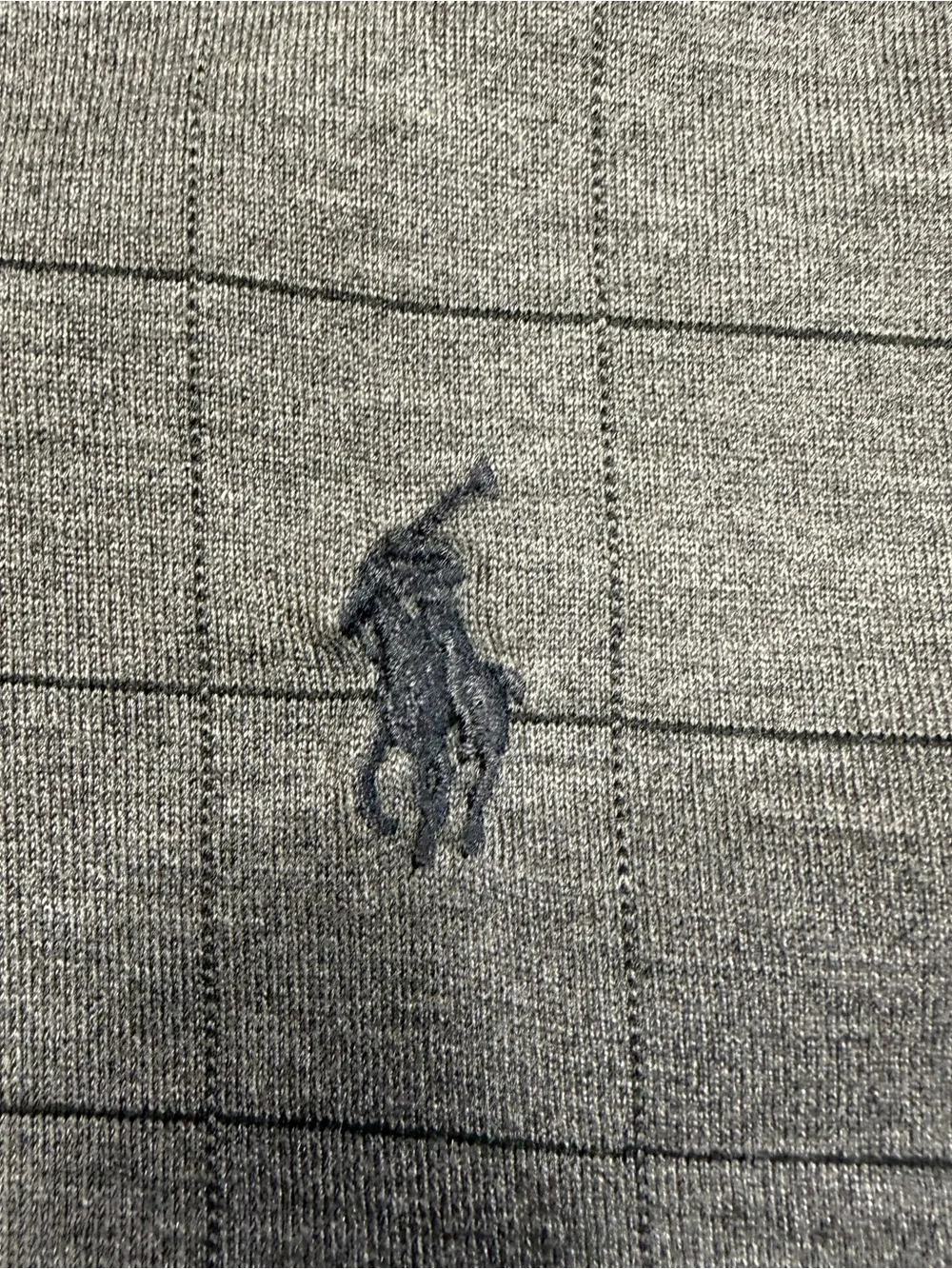 Polo Ralph Lauren Gray Windowpane Long Sleeve Polo Shirt XL